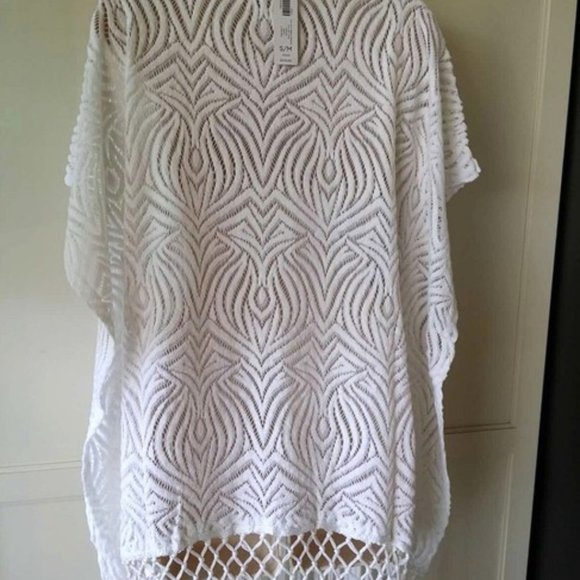 Chico's Cut Out Lace Fringe Poncho - Picture 4 of 4